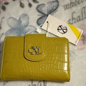 CXL by Christian Lacroix Forestis Croco Bifold Wallet moss/lime green color NWT